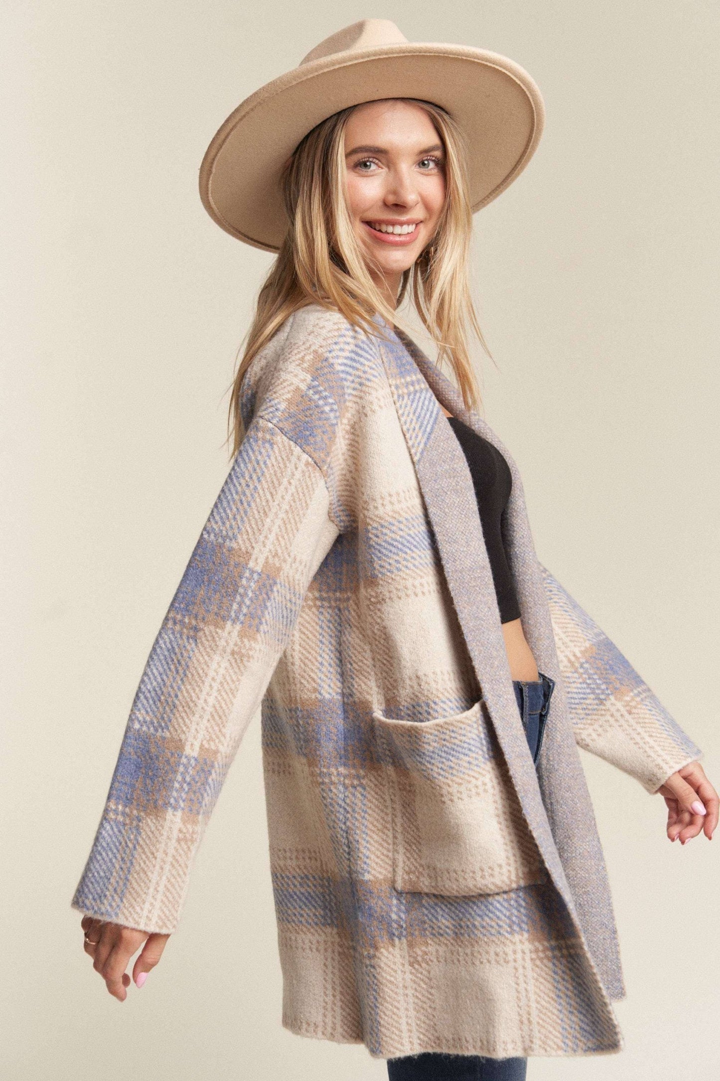 Cozy Checker Sweater Cardigan