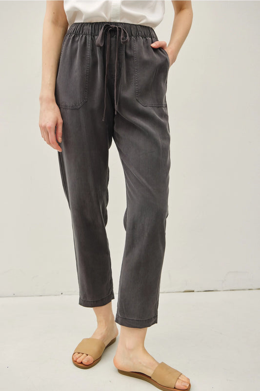 Charcoal Tencel Tapered Pants