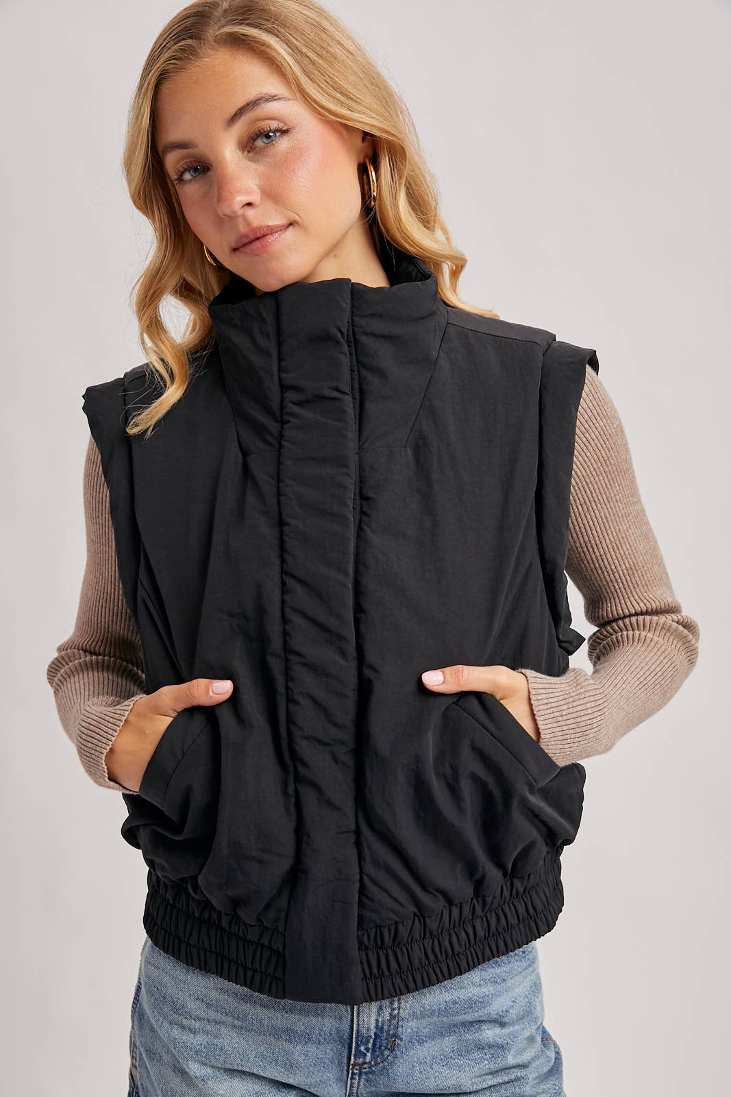 Bomber Style Puffer Vest