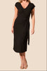 Tribal Faux Wrap Black Dress