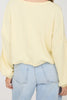 Butter Yellow Split Neck Long Sleeve Cropped Knit Top