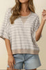 Plus Size Flutter Sleeve Stripe French Terry Top