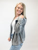 Waffle Splicing Zip Up Front Button Hooded Jacket