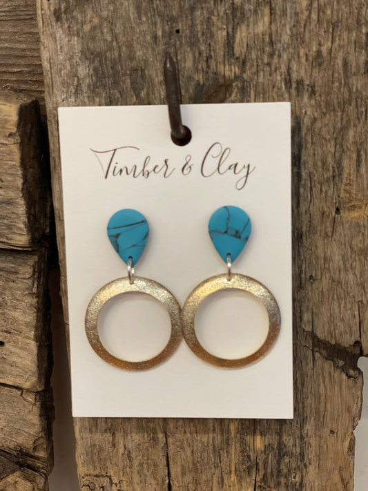 T & C Turquoise Circle Earrings