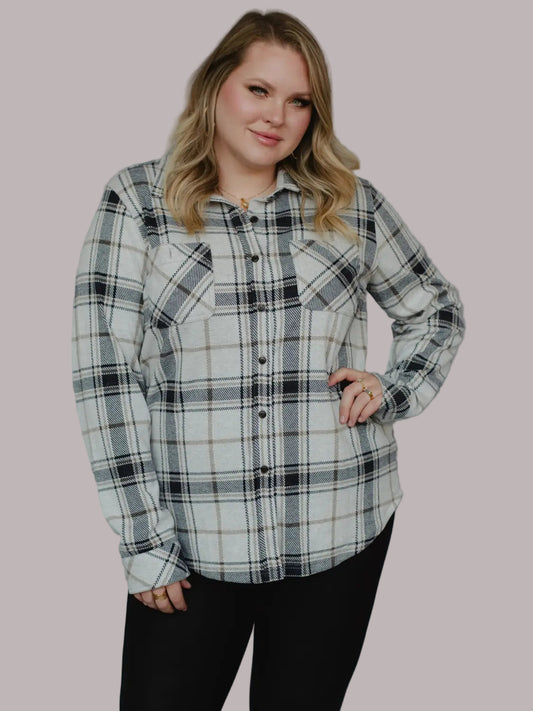 Black / Grey Super Soft Button Up
