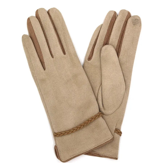 Suede Gloves w/ Braided Band