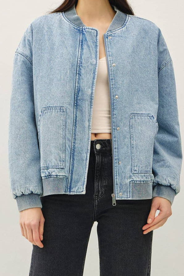 Denim Feel Bomber Jacket