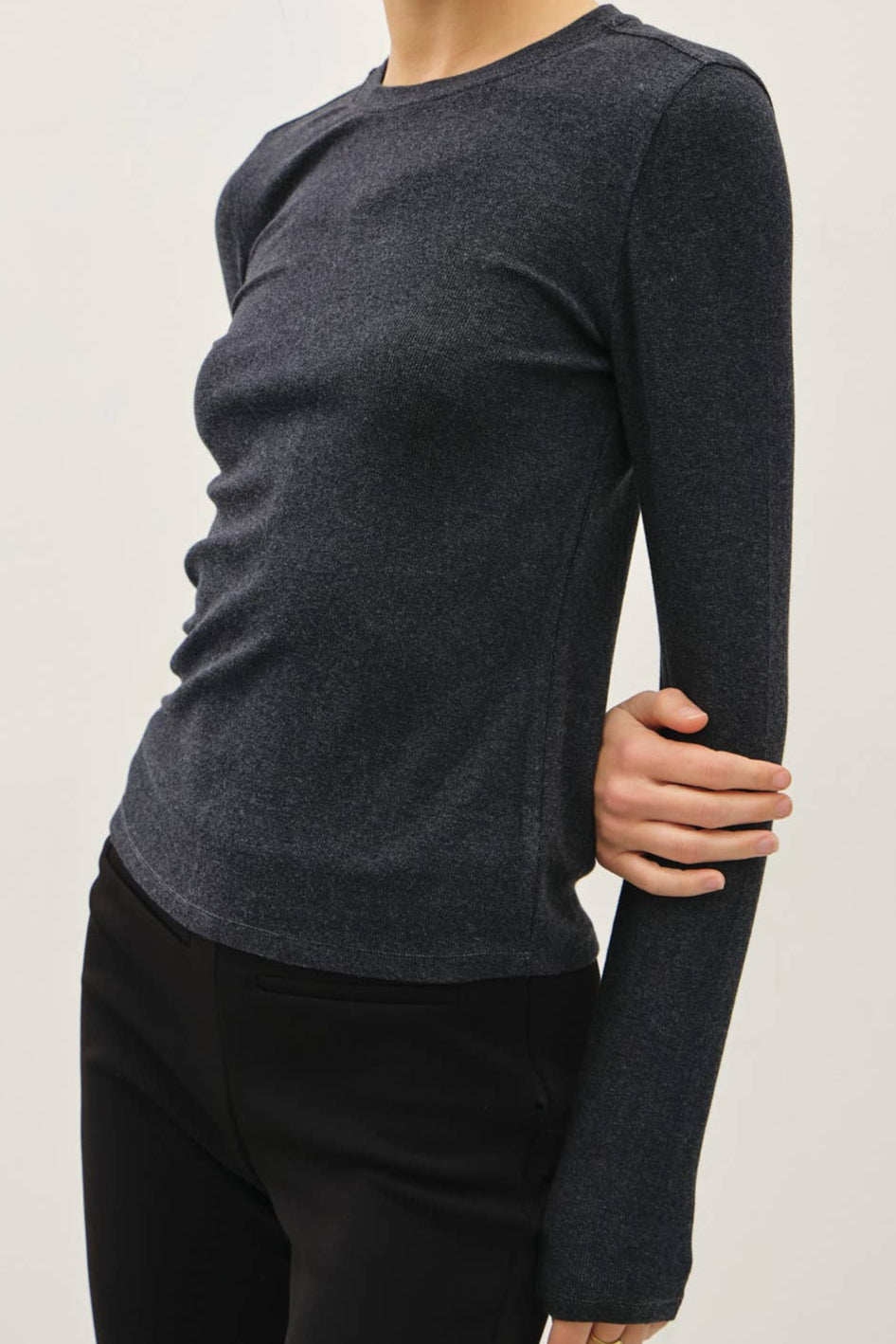 Charcoal Ribbed Basic Top