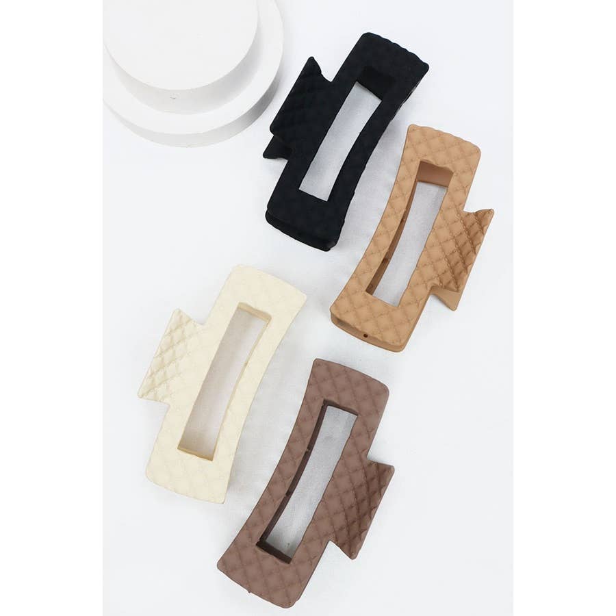 Matte Embossed Rectangle Hair Claw