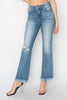 Risen High Rise Crop Bootcut Fray Jeans