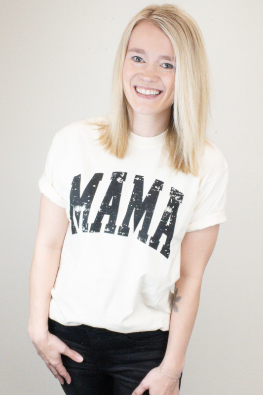 Distressed Mama Arched Tee