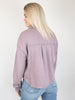 Dusty Lavender Washed Cropped Button Up