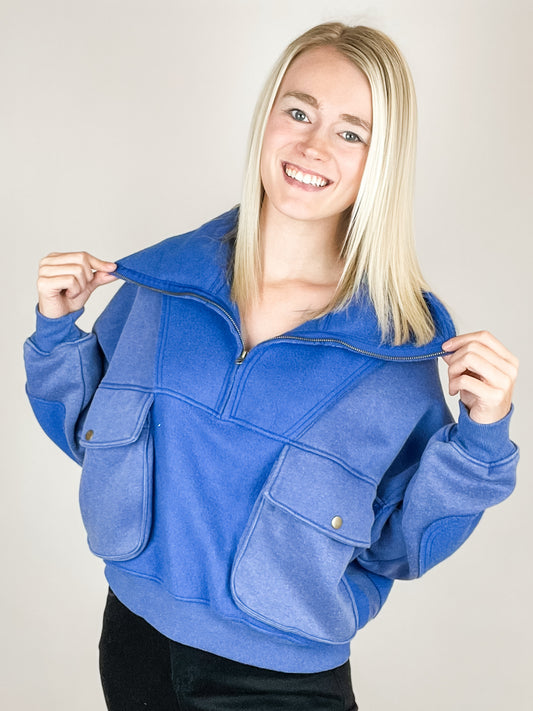 Blue Mineral Washed French Terry Sweatshirt