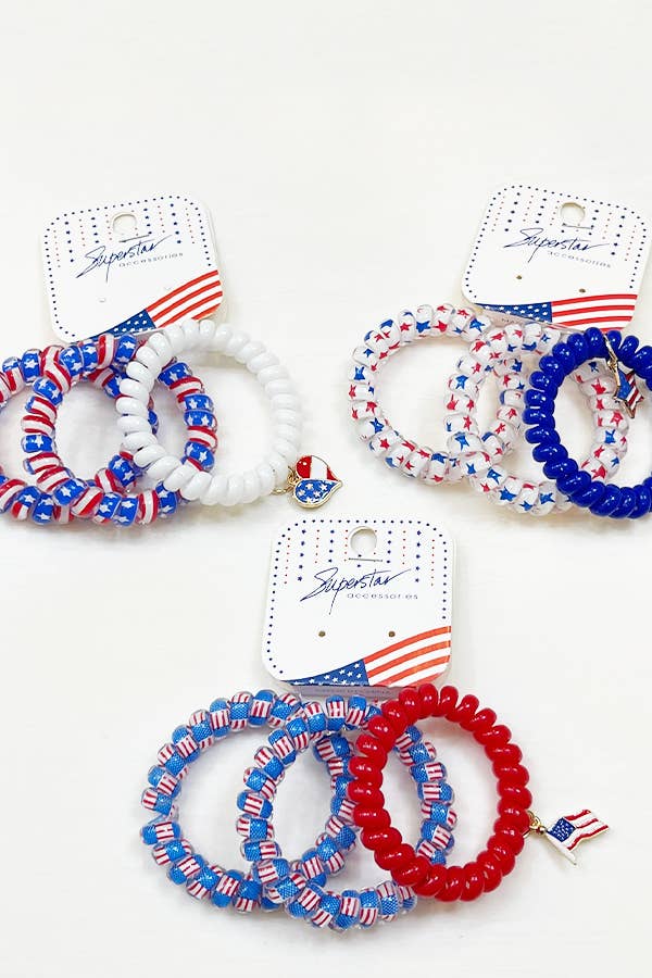 Set Of 3 USA Hair Tie Set