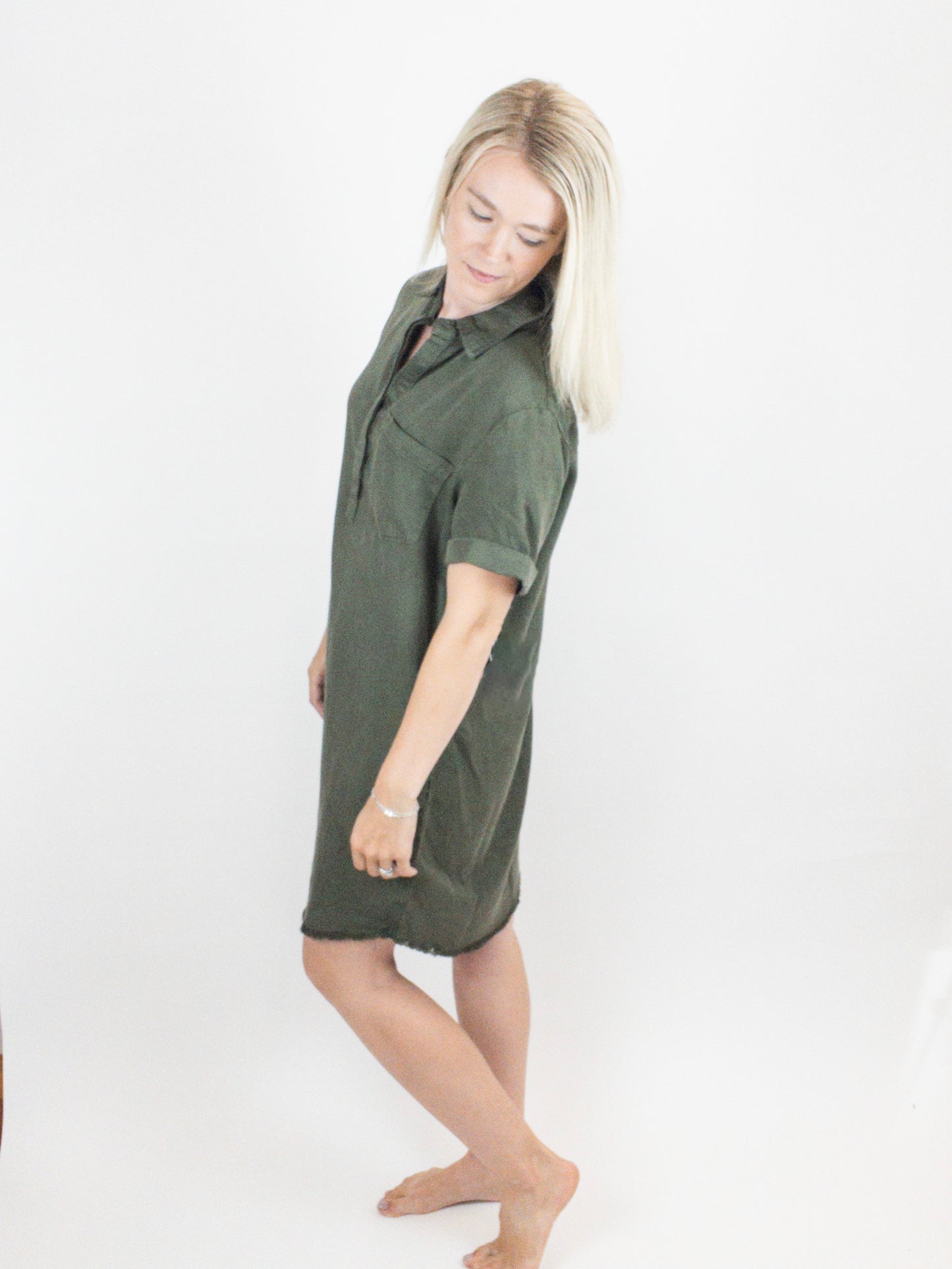 Tribal Olive Pop Over Dress