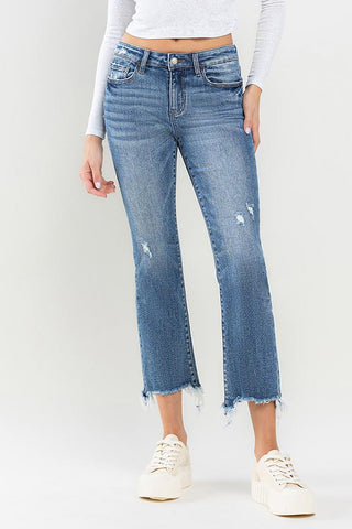 Distressed MR Ankle Bootcut Jeans