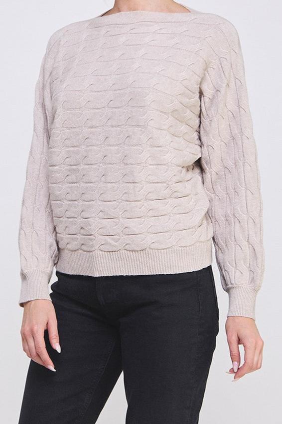 Warm Heather Oat Cable Knit Sweater