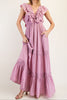 Lilac Rose Ruffle Maxi Dress