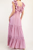 Lilac Rose Ruffle Maxi Dress