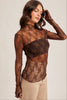 Black Coffee Lace Sheer Top