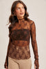 Black Coffee Lace Sheer Top