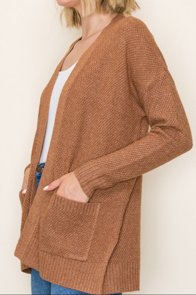 Camel Cozy Waffle Cardigan