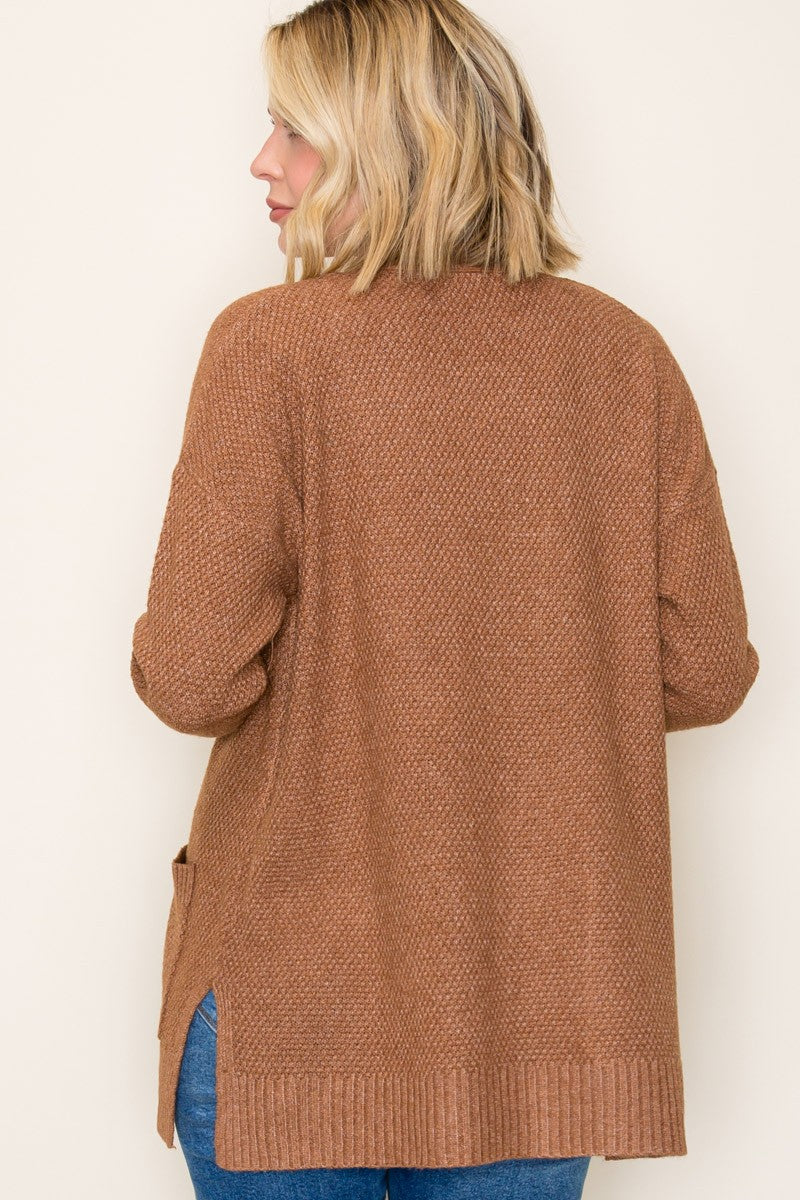 Camel Cozy Waffle Cardigan