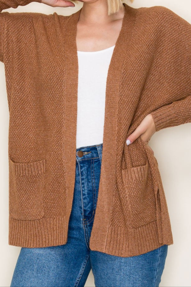 Camel Cozy Waffle Cardigan