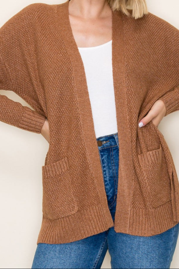 Camel Cozy Waffle Cardigan