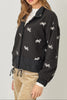 Black Bow Embroidery Mixed Jacket