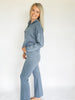 Techno Lux Slate Blue Mock Neck Top W/Zipper