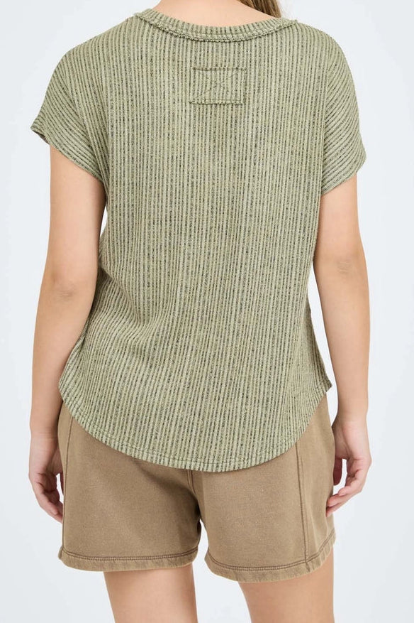 Plus Size Green Ribbed T-Shirt