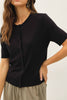 Black Short Sleeve Button Front Cardigan