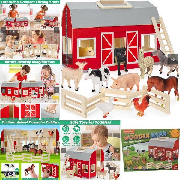 The Wooden Barn - Farm Animals Included