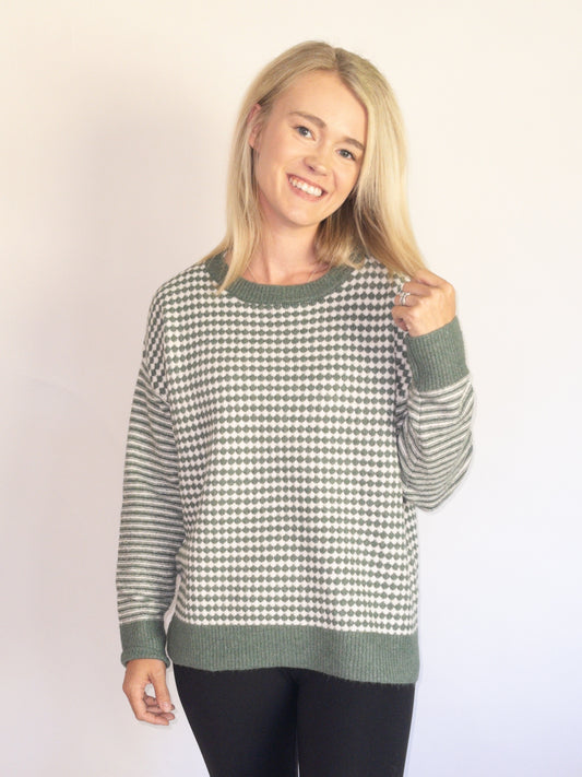 Dark Sage Check Sweater