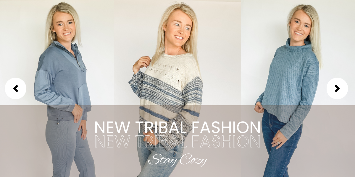 Women's blue quarter zip pullover - cozy fall casual top from Simply Boutique