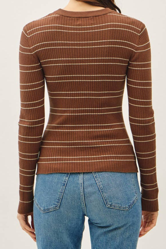 Double Stripe Crewneck Rib Sweater