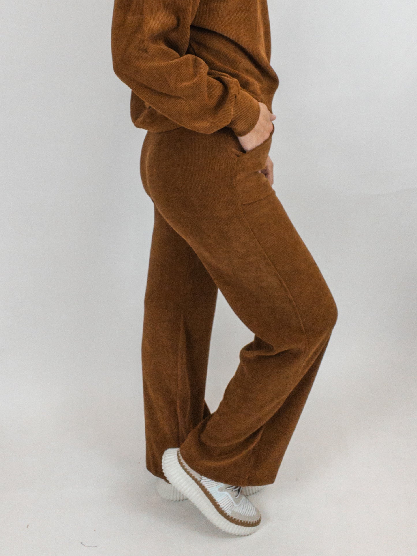 Copper Relaxed Ribbed Corduroy Pants