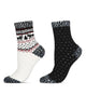 2 Pairs Women's Fairisle Border Cloud Soft Crew Socks