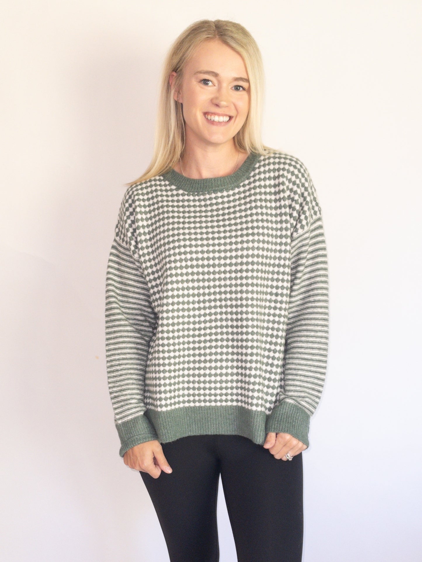 Dark Sage Check Sweater