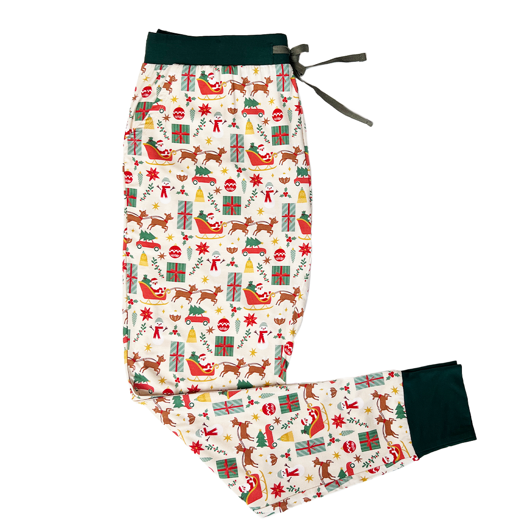 Holiday Vintage Christmas Bamboo Womens Jogger Pajamas