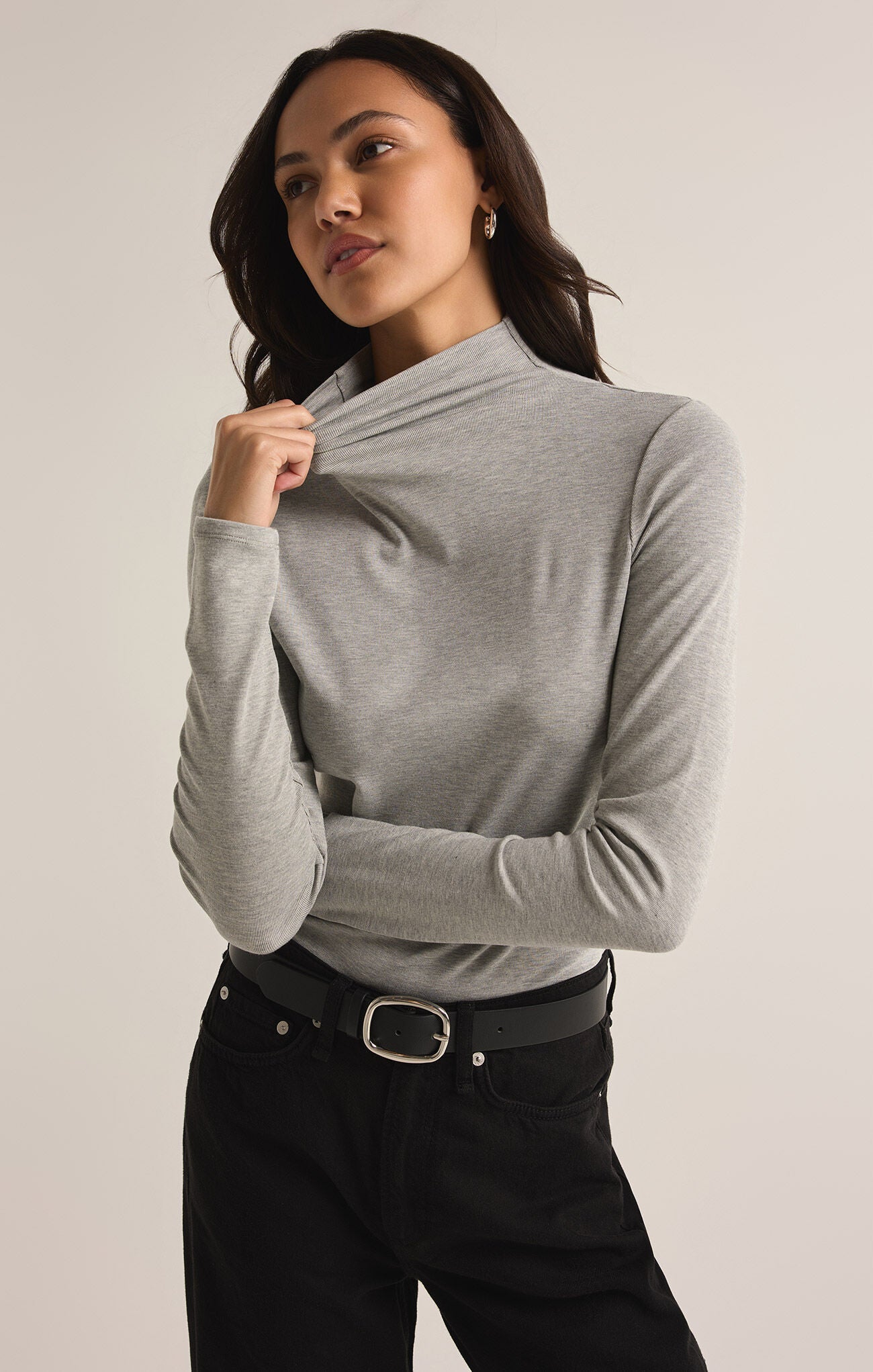 Z Supply Lira Heather Grey Turtleneck Top