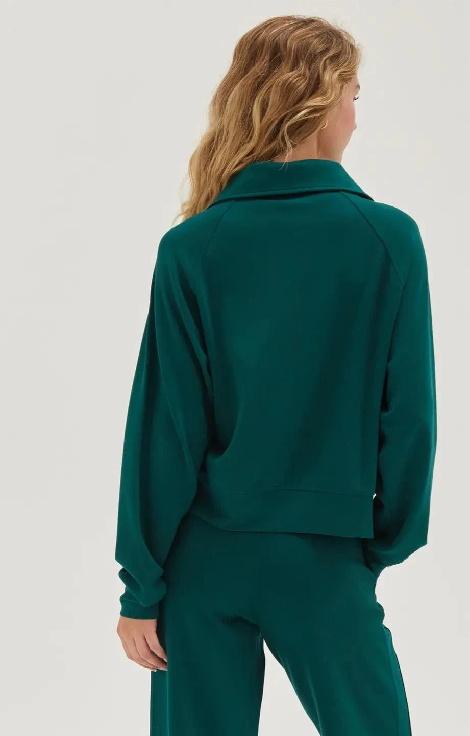 Dark Green Half Zip Collar Sweatshirt