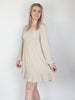 Ecru Textured Square Neck Puff Sleeve Midi Dress
