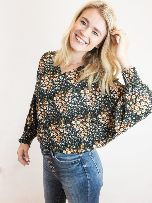 Black Floral Blouse