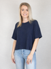 Ribbed Short Sleeve Back Star Patch Top