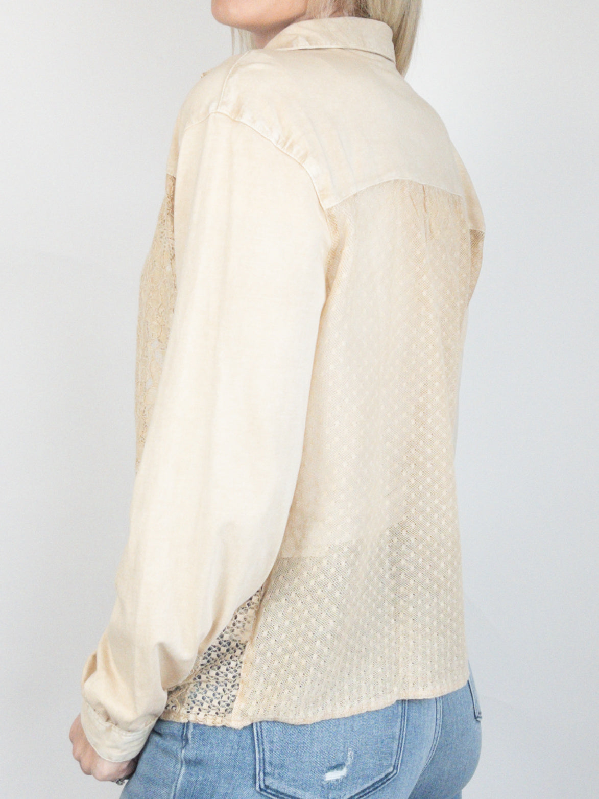 Boho Lace Patchwork Button Down Top