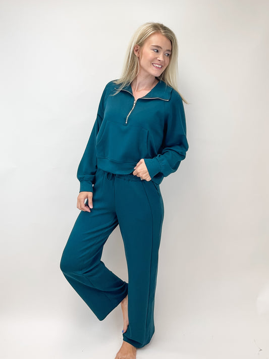 Dark Green Scuba Drawstring Sweatpants