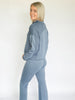 Techno Lux Slate Blue Rib Pull-On Flare Leg Pants
