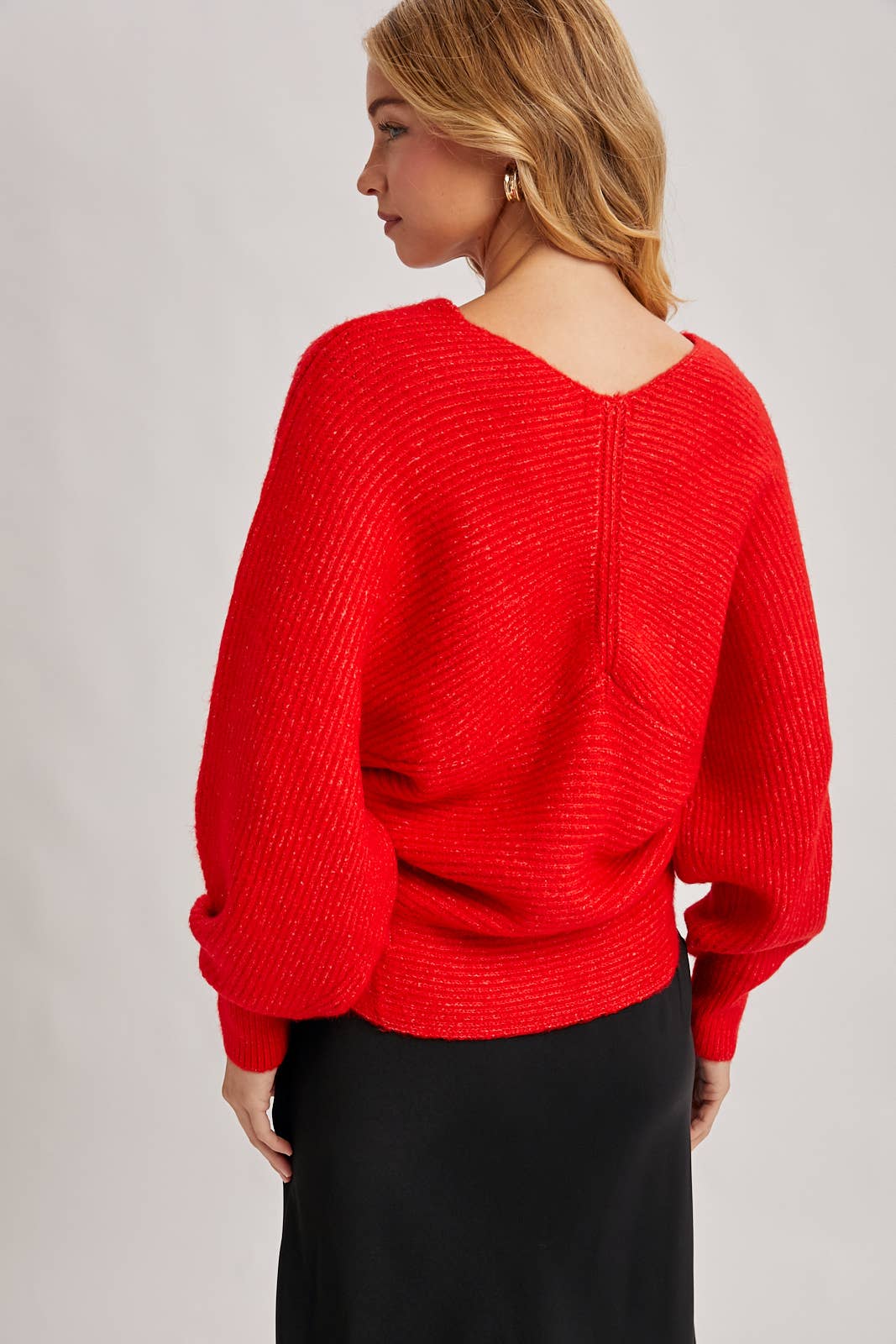 Ruby Wrap Crossover Ribbed Fuzzy Knit Sweater